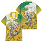 Australia Wattle Day Personalised Family Matching Tank Maxi Dress and Hawaiian Shirt Acacia Pycnantha Cute Koala