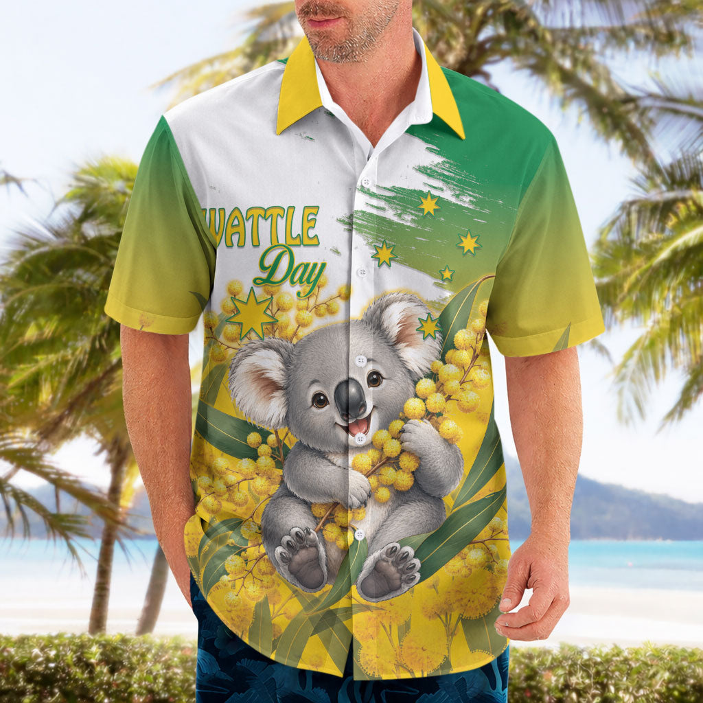 Australia Wattle Day Personalised Hawaiian Shirt Acacia Pycnantha Cute Koala