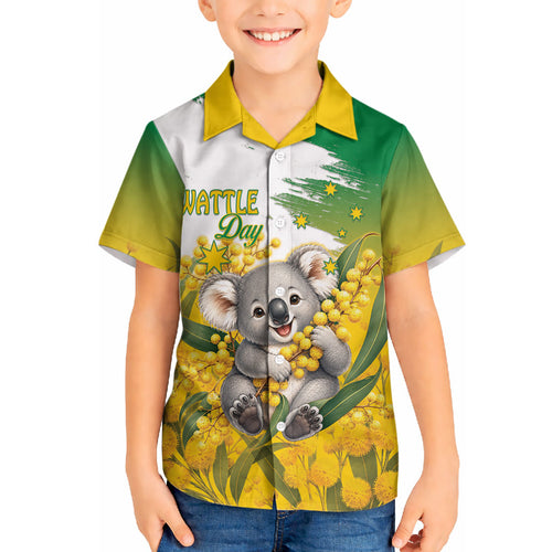 Australia Wattle Day Personalised Hawaiian Shirt Acacia Pycnantha Cute Koala
