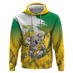 Australia Wattle Day Personalised Hoodie Acacia Pycnantha Cute Koala