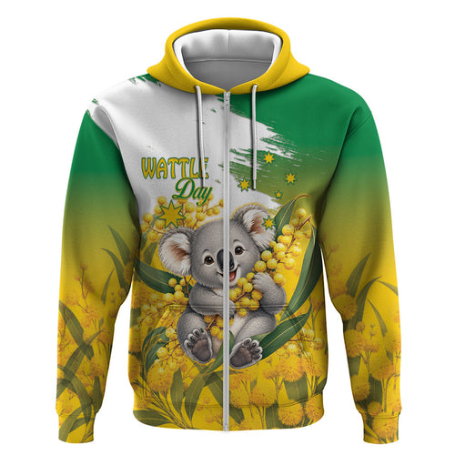 Australia Wattle Day Personalised Hoodie Acacia Pycnantha Cute Koala