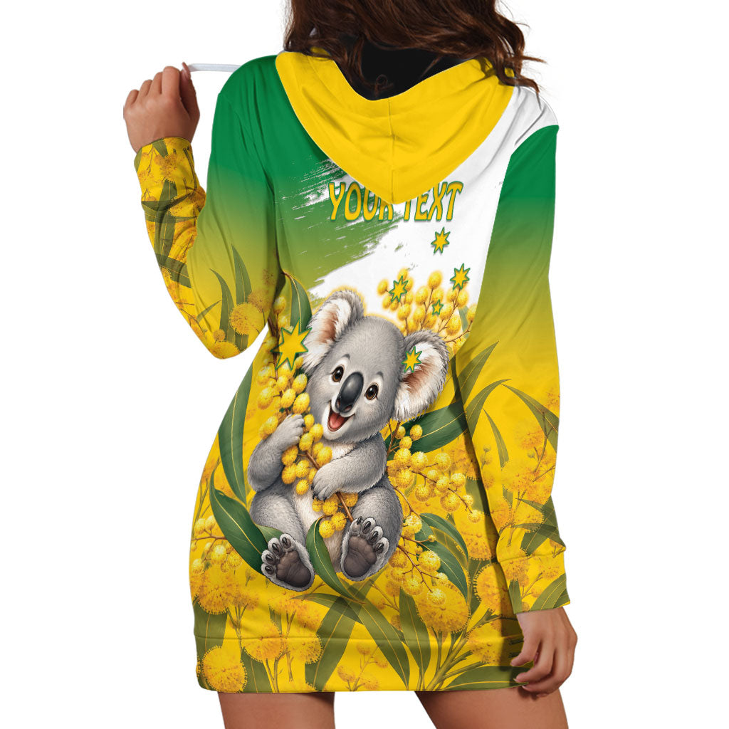 Australia Wattle Day Personalised Hoodie Dress Acacia Pycnantha Cute Koala