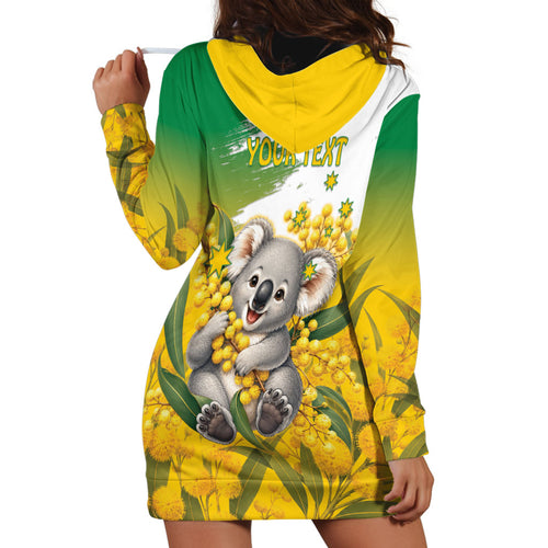 Australia Wattle Day Personalised Hoodie Dress Acacia Pycnantha Cute Koala