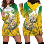 Australia Wattle Day Personalised Hoodie Dress Acacia Pycnantha Cute Koala