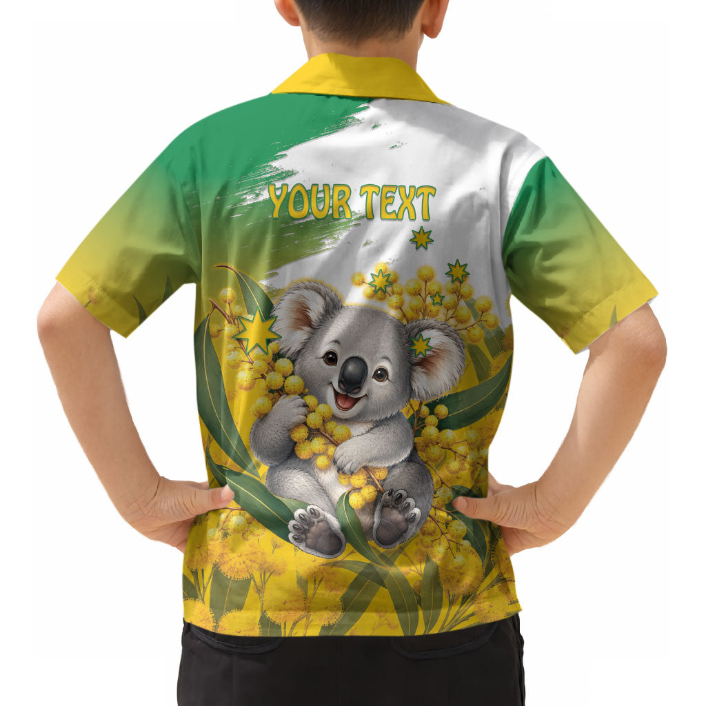 Australia Wattle Day Personalised Kid Hawaiian Shirt Acacia Pycnantha Cute Koala