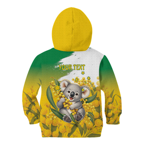 Australia Wattle Day Personalised Kid Hoodie Acacia Pycnantha Cute Koala