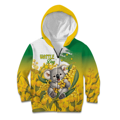 Australia Wattle Day Personalised Kid Hoodie Acacia Pycnantha Cute Koala