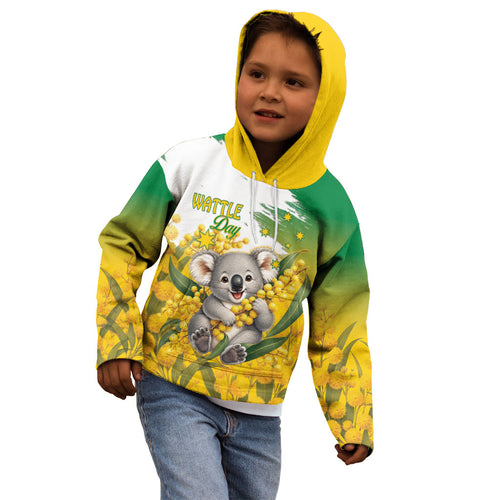 Australia Wattle Day Personalised Kid Hoodie Acacia Pycnantha Cute Koala