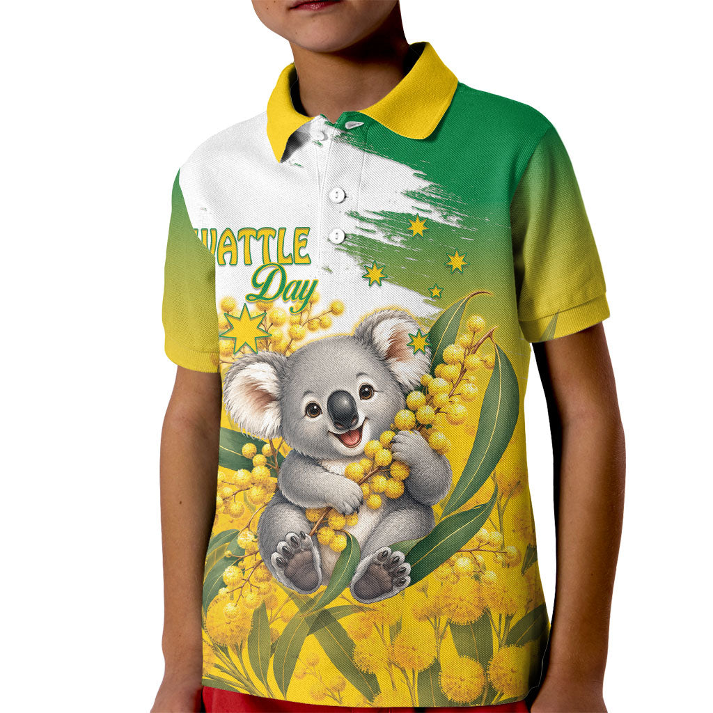 Australia Wattle Day Personalised Kid Polo Shirt Acacia Pycnantha Cute Koala