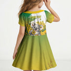 Australia Wattle Day Personalised Kid Short Sleeve Dress Acacia Pycnantha Cute Koala