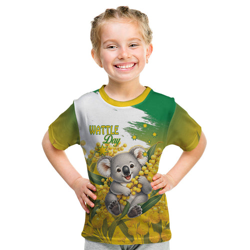 Australia Wattle Day Personalised Kid T Shirt Acacia Pycnantha Cute Koala