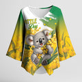 Australia Wattle Day Personalised Kimono Sleeve Blouse Acacia Pycnantha Cute Koala