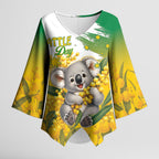 Australia Wattle Day Personalised Kimono Sleeve Blouse Acacia Pycnantha Cute Koala
