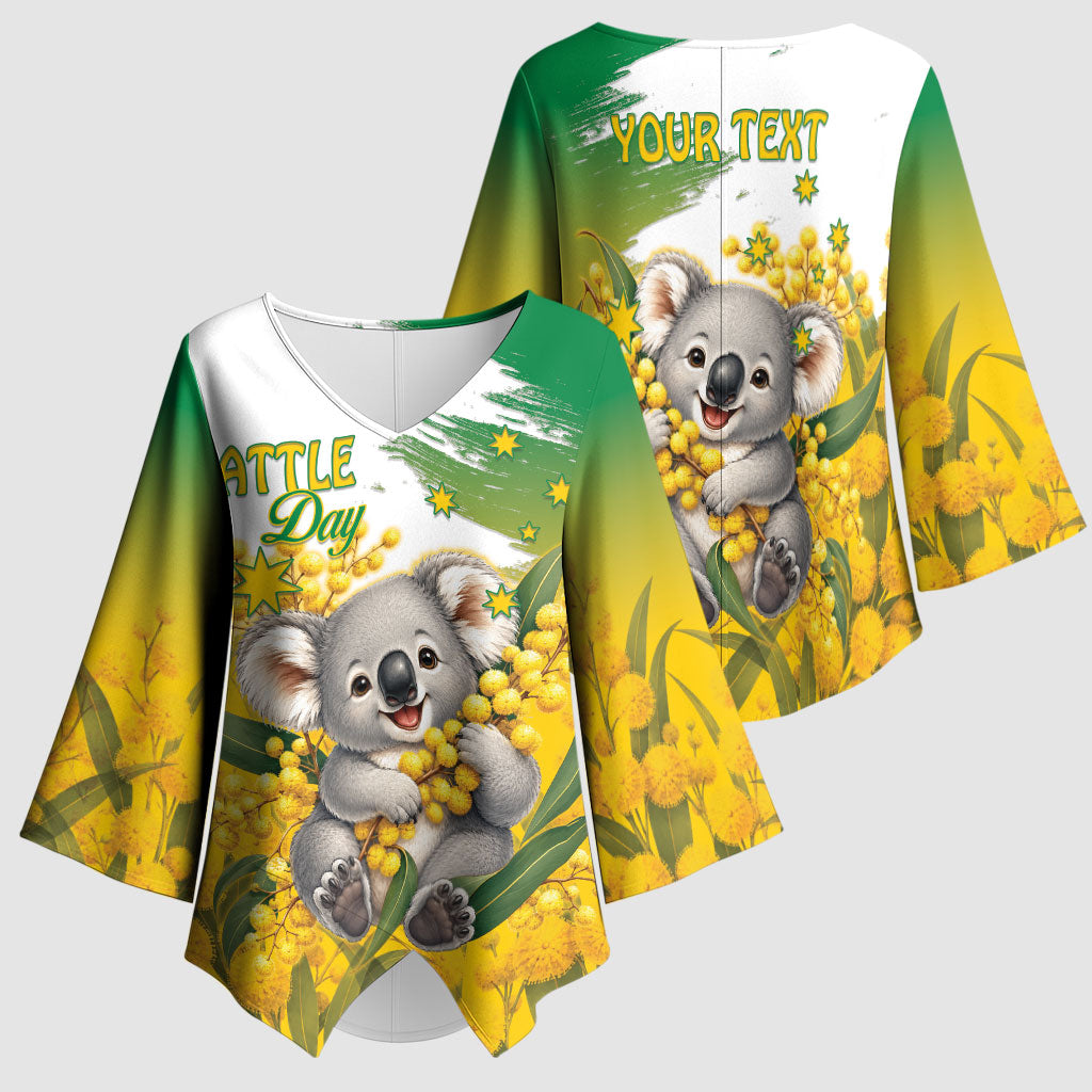 Australia Wattle Day Personalised Kimono Sleeve Blouse Acacia Pycnantha Cute Koala