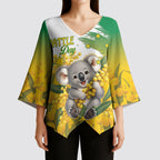 Australia Wattle Day Personalised Kimono Sleeve Blouse Acacia Pycnantha Cute Koala