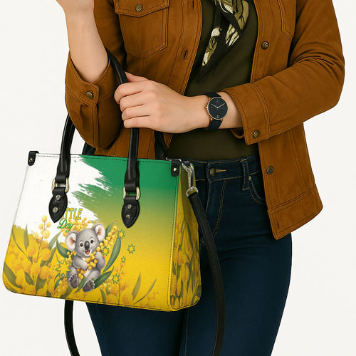 Australia Wattle Day Leather Bag Acacia Pycnantha Cute Koala