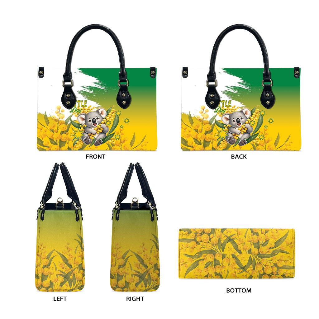 Australia Wattle Day Leather Bag Acacia Pycnantha Cute Koala