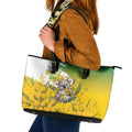 Australia Wattle Day Leather Tote Bag Acacia Pycnantha Cute Koala
