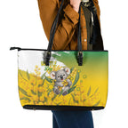 Australia Wattle Day Leather Tote Bag Acacia Pycnantha Cute Koala