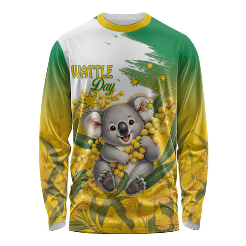 Australia Wattle Day Personalised Long Sleeve Shirt Acacia Pycnantha Cute Koala