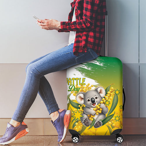 Australia Wattle Day Luggage Cover Acacia Pycnantha Cute Koala