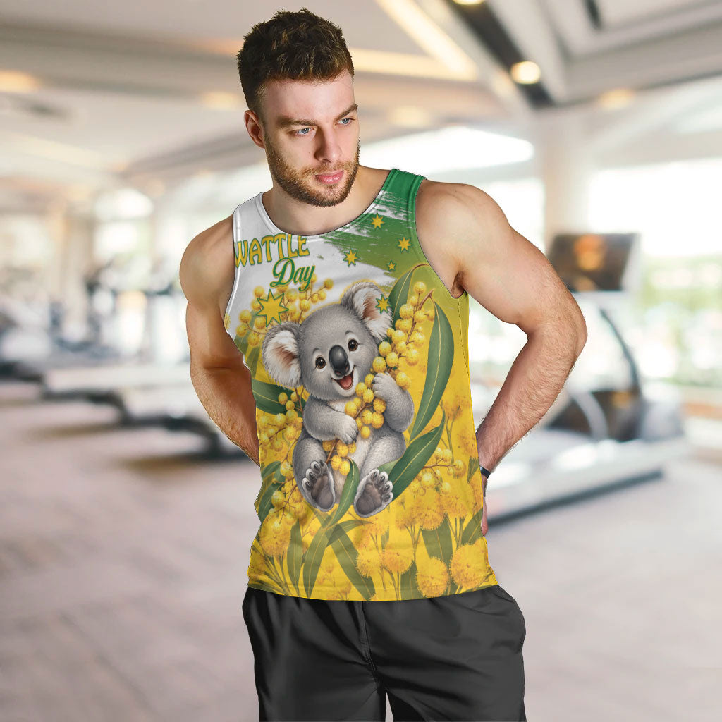 Australia Wattle Day Personalised Men Tank Top Acacia Pycnantha Cute Koala