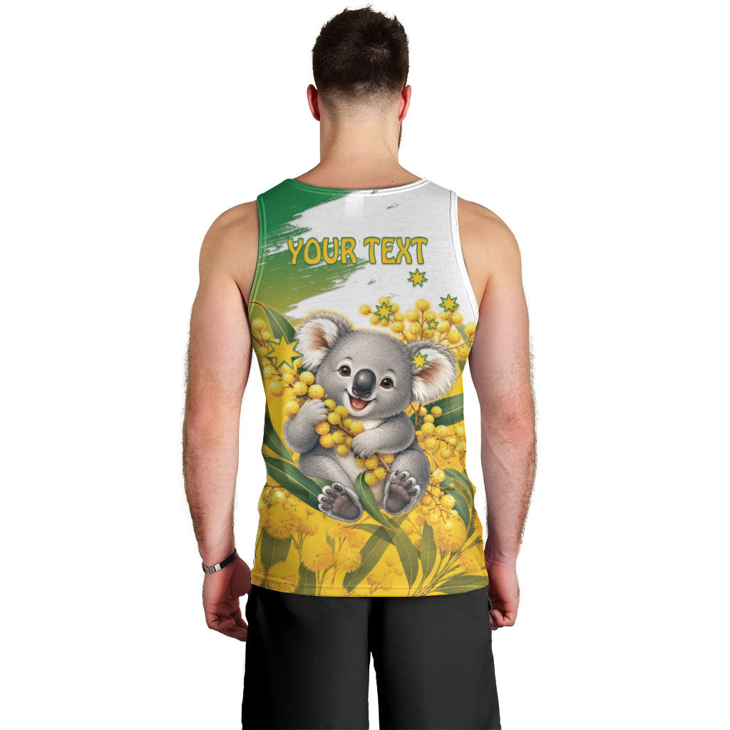 Australia Wattle Day Personalised Men Tank Top Acacia Pycnantha Cute Koala