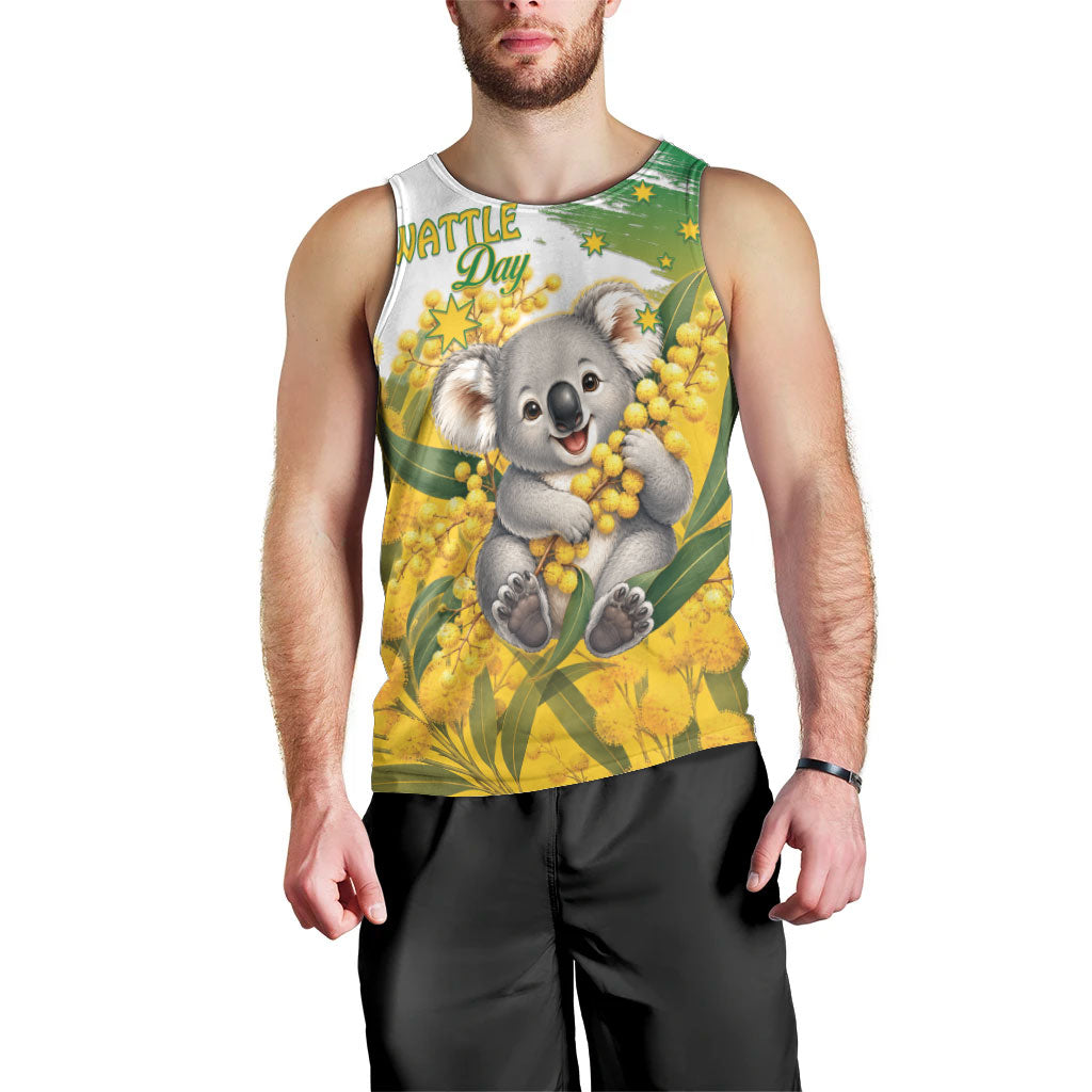 Australia Wattle Day Personalised Men Tank Top Acacia Pycnantha Cute Koala