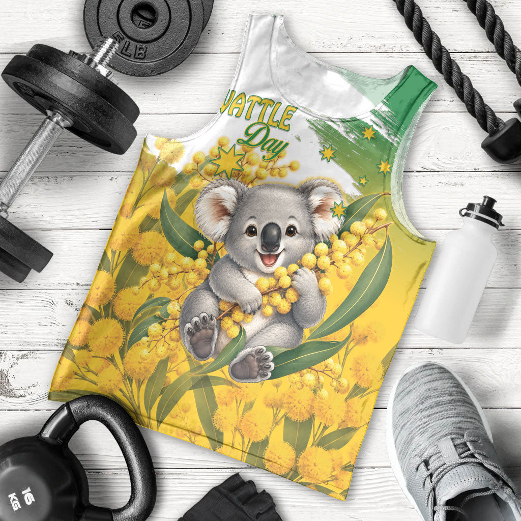 Australia Wattle Day Personalised Men Tank Top Acacia Pycnantha Cute Koala