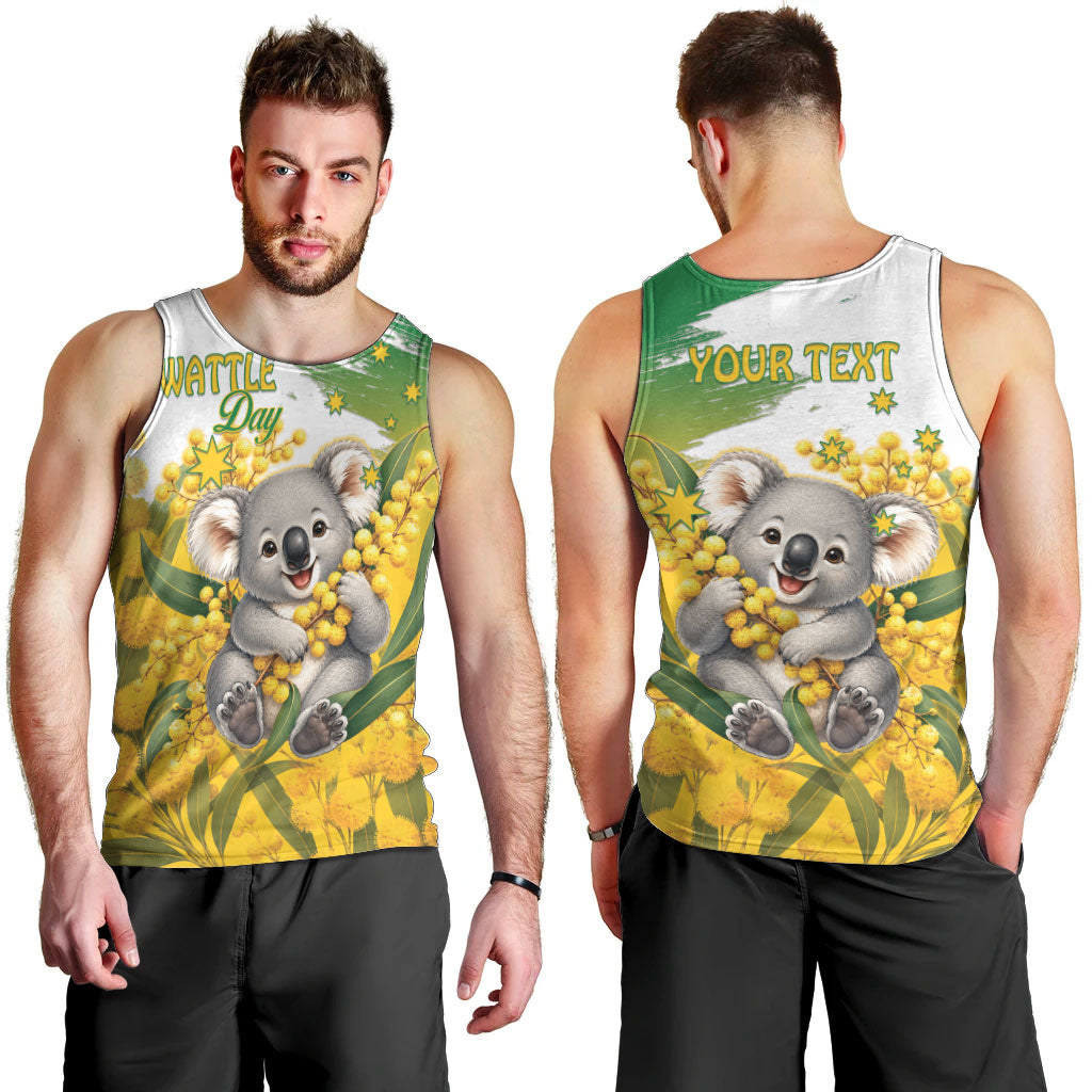 Australia Wattle Day Personalised Men Tank Top Acacia Pycnantha Cute Koala