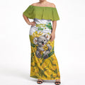 Australia Wattle Day Personalised Off Shoulder Maxi Dress Acacia Pycnantha Cute Koala