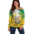 Australia Wattle Day Personalised Off Shoulder Sweater Acacia Pycnantha Cute Koala