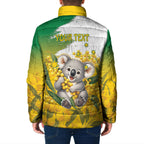 Australia Wattle Day Personalised Padded Jacket Acacia Pycnantha Cute Koala