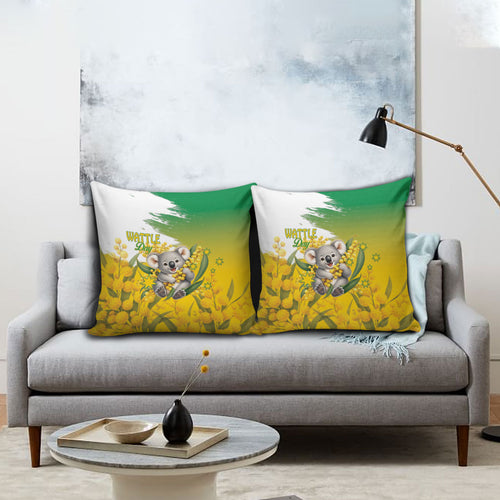 Australia Wattle Day Pillow Cover Acacia Pycnantha Cute Koala