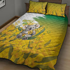 Australia Wattle Day Quilt Bed Set Acacia Pycnantha Cute Koala