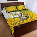 Australia Wattle Day Quilt Bed Set Acacia Pycnantha Cute Koala
