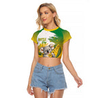 Australia Wattle Day Personalised Raglan Cropped T Shirt Acacia Pycnantha Cute Koala