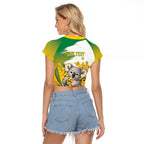 Australia Wattle Day Personalised Raglan Cropped T Shirt Acacia Pycnantha Cute Koala