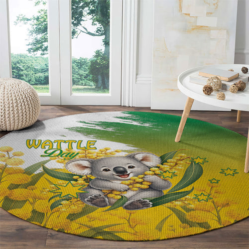 Australia Wattle Day Round Carpet Acacia Pycnantha Cute Koala