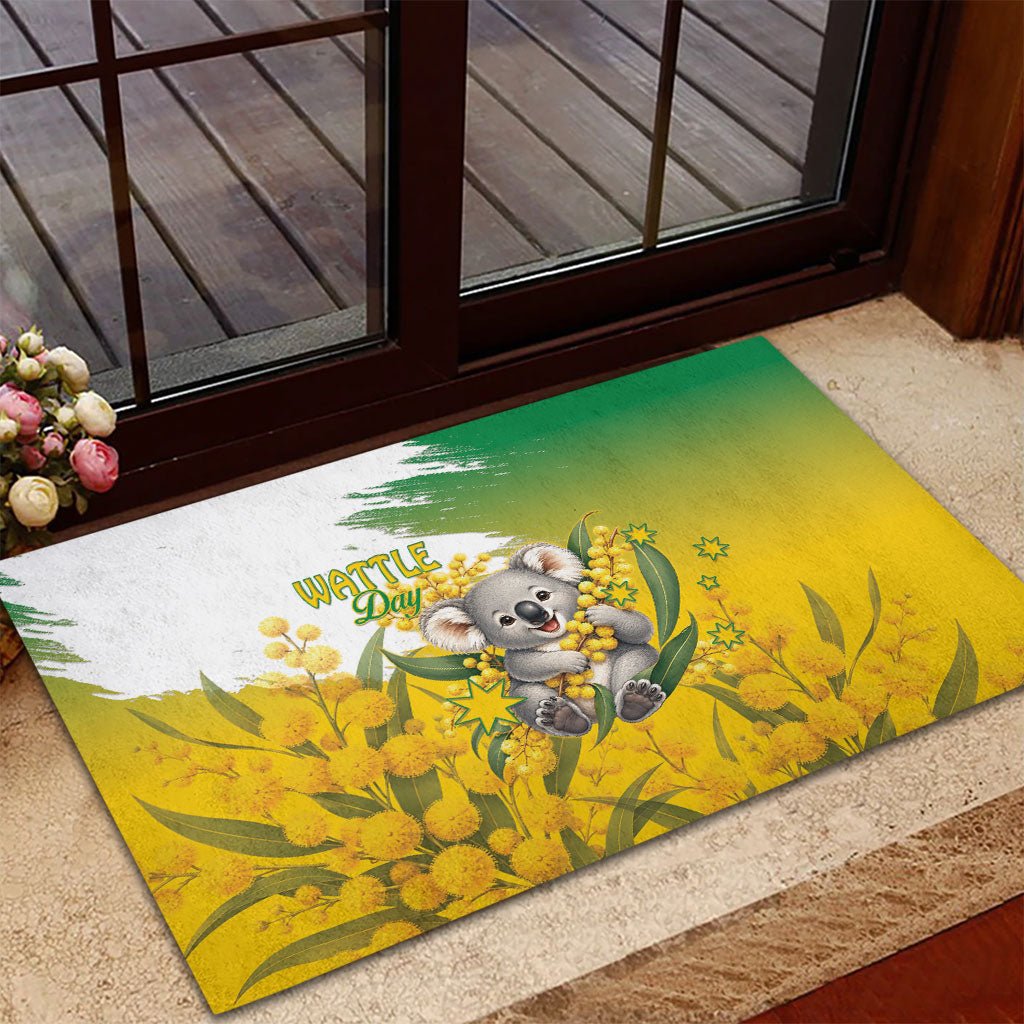 Australia Wattle Day Rubber Doormat Acacia Pycnantha Cute Koala