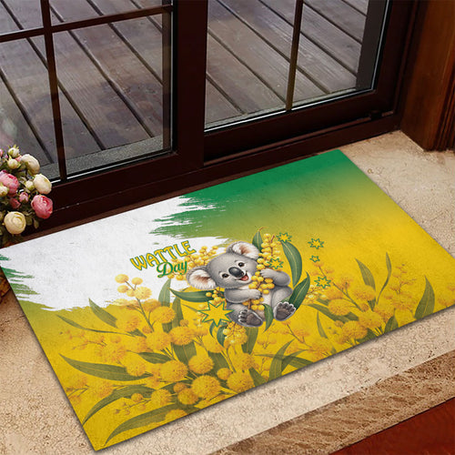 Australia Wattle Day Rubber Doormat Acacia Pycnantha Cute Koala