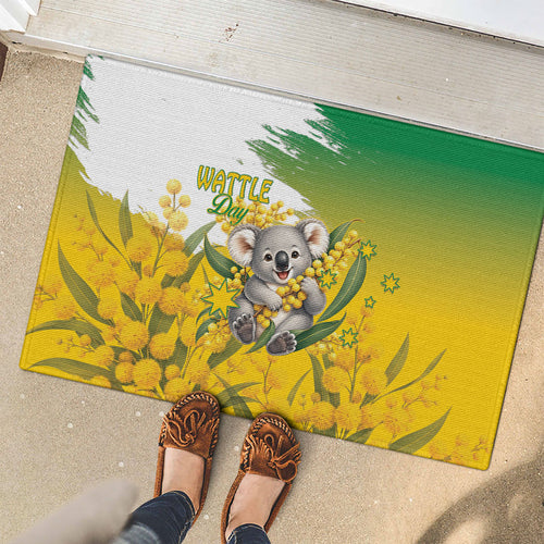 Australia Wattle Day Rubber Doormat Acacia Pycnantha Cute Koala