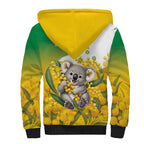 Australia Wattle Day Personalised Sherpa Hoodie Acacia Pycnantha Cute Koala