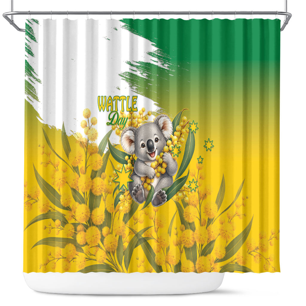 Australia Wattle Day Shower Curtain Acacia Pycnantha Cute Koala