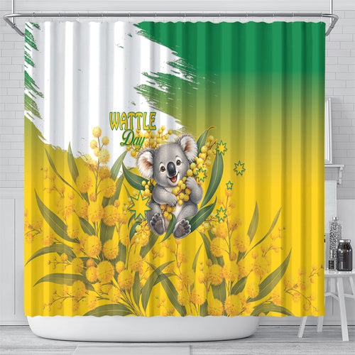 Australia Wattle Day Shower Curtain Acacia Pycnantha Cute Koala