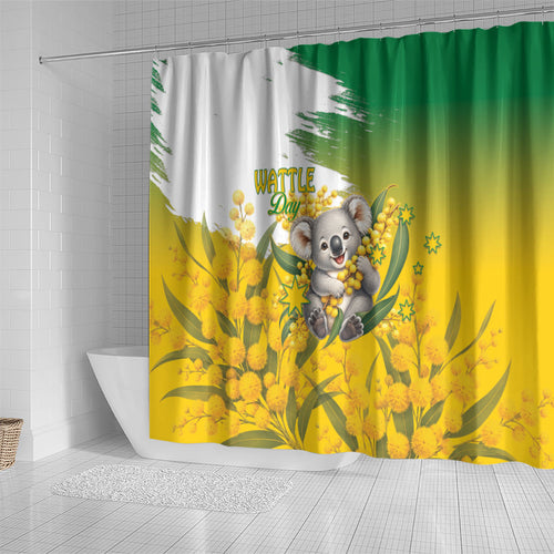 Australia Wattle Day Shower Curtain Acacia Pycnantha Cute Koala