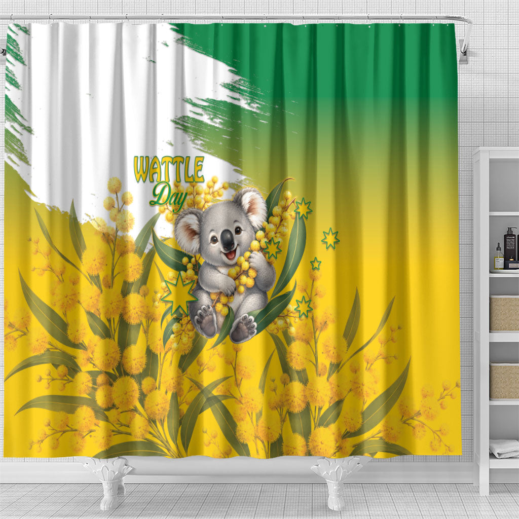 Australia Wattle Day Shower Curtain Acacia Pycnantha Cute Koala