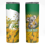 Australia Wattle Day Personalised Skinny Tumbler Acacia Pycnantha Cute Koala