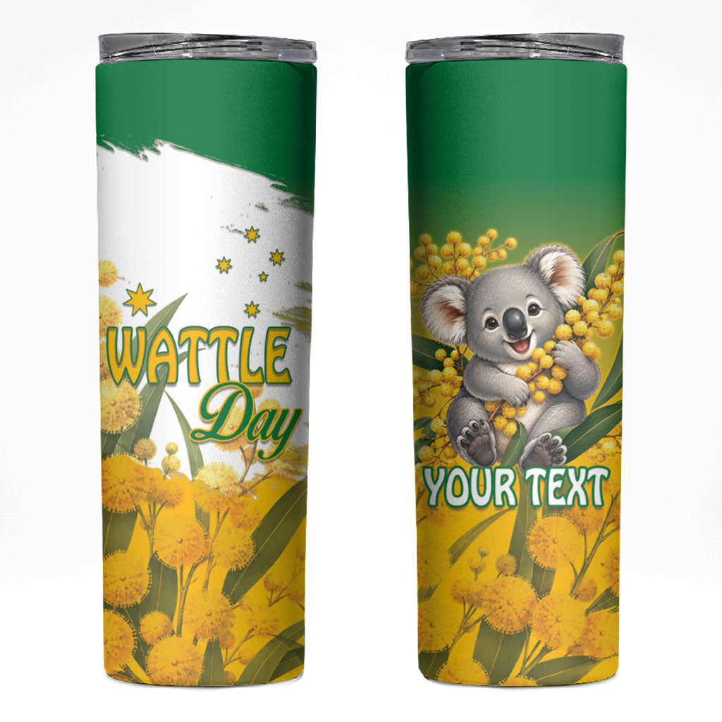 Australia Wattle Day Personalised Skinny Tumbler Acacia Pycnantha Cute Koala