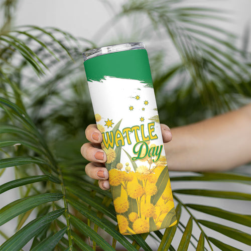 Australia Wattle Day Personalised Skinny Tumbler Acacia Pycnantha Cute Koala